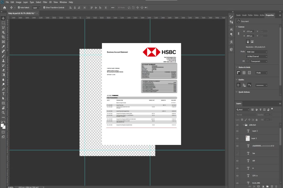 Modèle Word et PDF de déclaration d'entreprise de la Banque HSBC template